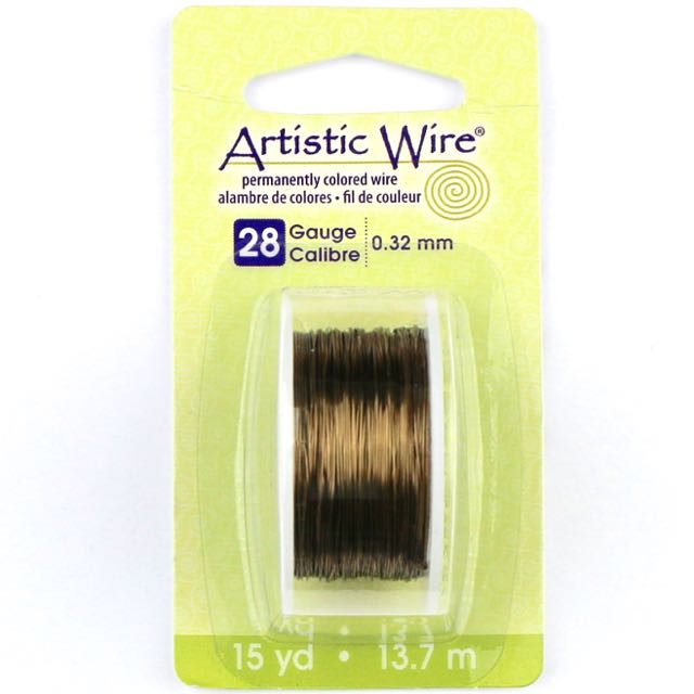 13.7 meters (15 yards) - 28 gauge (.32mm) Permanently Coloured Wire - Antique Brass