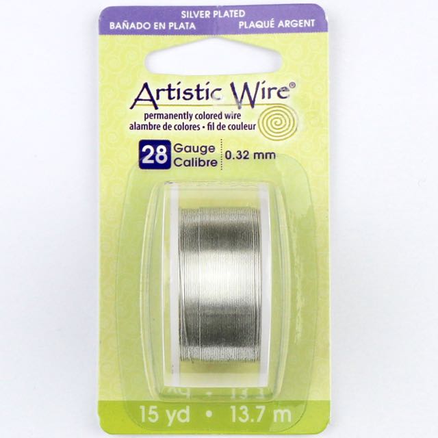 13.7 meters (15 yards) - 28 gauge (.32mm) Permanently Coloured Wire - Tarnish Resistant Silver Plate