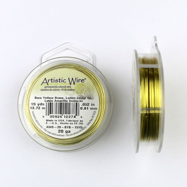 13.72 meters (15 yards) - 20 gauge (.81mm) Permanently Coloured Wire - Bare Yellow Brass