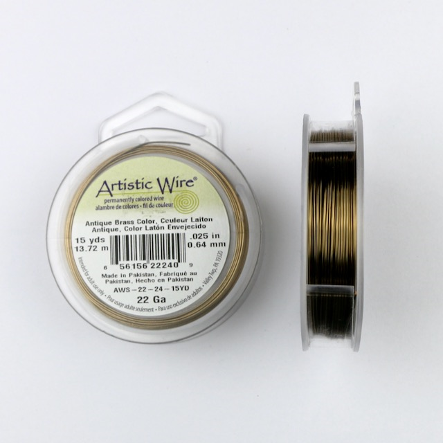 13.72 meters (15 yards) - 22 gauge (.64mm) Permanently Coloured Wire - Antique Brass