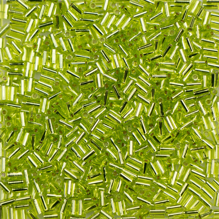 3mm Miyuki BUGLE Beads - Silver Lined Chartreuse