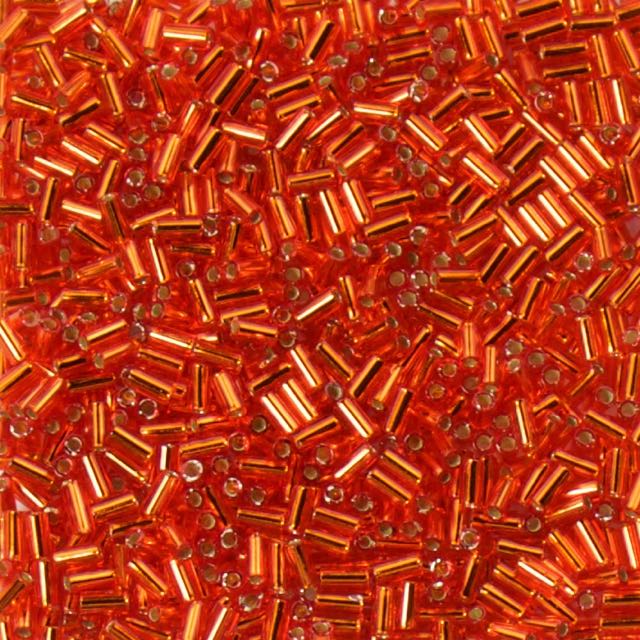 3mm Miyuki Bugle Beads - Silverlined Flame Red
