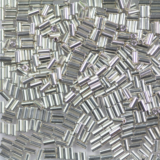 3mm Miyuki BUGLE Beads - Sterling Plated