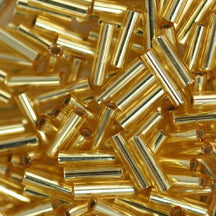 6mm Miyuki BUGLE Beads - Silverlined Gold