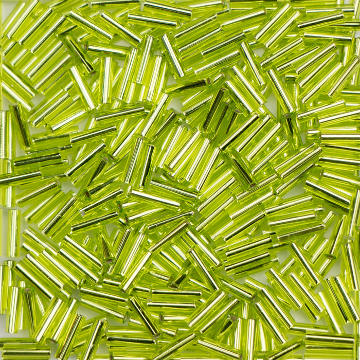 6mm Miyuki BUGLE Beads - Silverlined Chartreuse