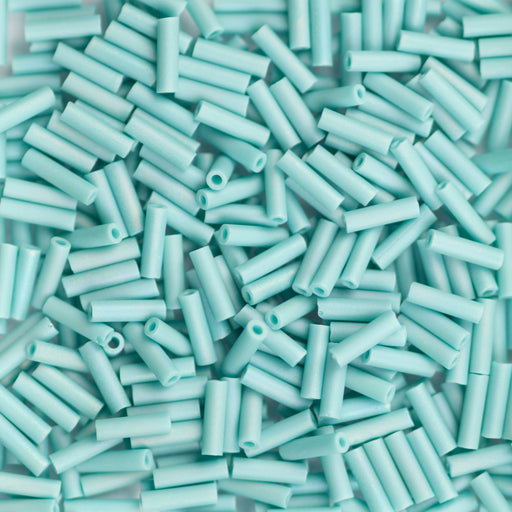 6mm Miyuki BUGLE Beads - Opaque Turquoise Green AB