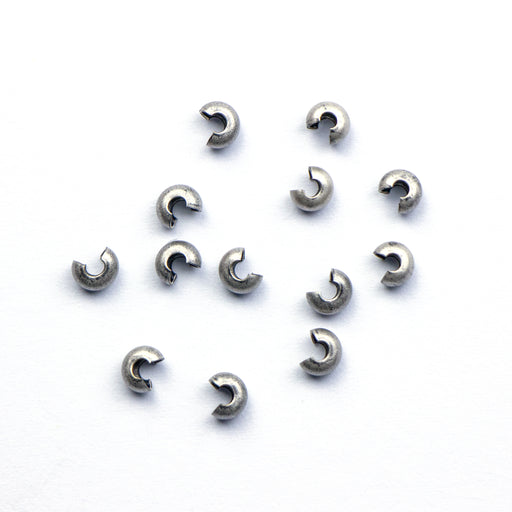 3mm Crimp Bead Cover - Antique Silver