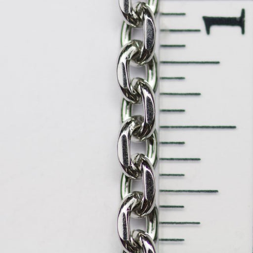 6mm x 4.5mm Faceted Cable Chain - Stainless Steel
