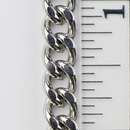9 x 7.5mm Hammered Curb Chain - Stainless Steel
