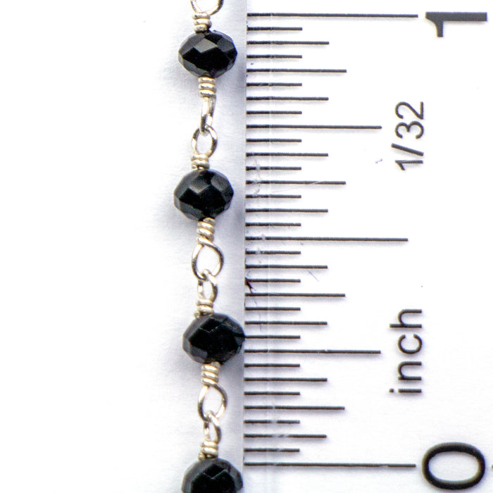 3.5mm Fire Polished Glass Beaded Chain - Black
