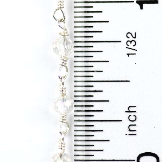3.5mm Fire Polished Glass Beaded Chain - Crystal