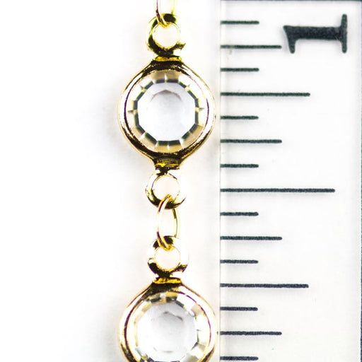 2-Loop Connector Chain with Round 6.7mm Bezel and 6mm Glass Crystal Insert - Gold (EGP)