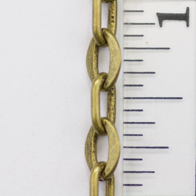 8mm x 6mm Flat Ovals with 8.2mm x 3.9mm Link Chain - Antique Brass