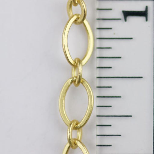 9mm x 5mm Flat Oval Chain - Satin Hamilton Gold