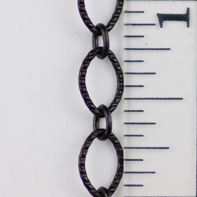 9mm x 6mm Textured Oval Chain - Matte Black