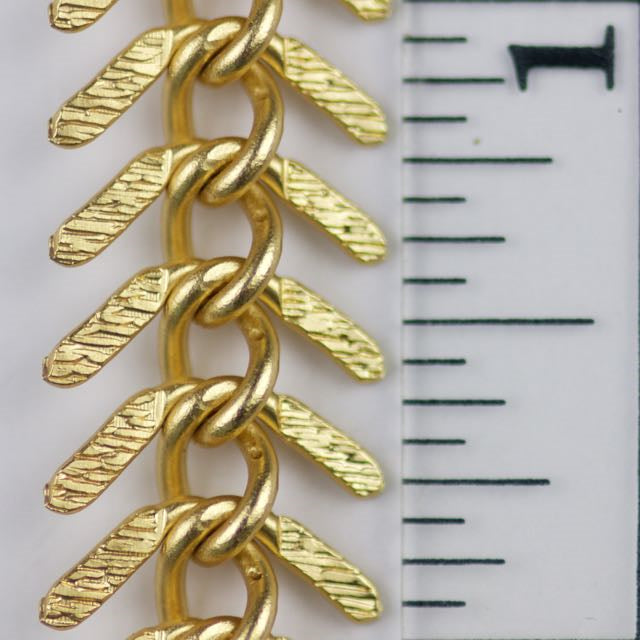 13mm Textured Fishbone Chain - Satin Hamilton Gold