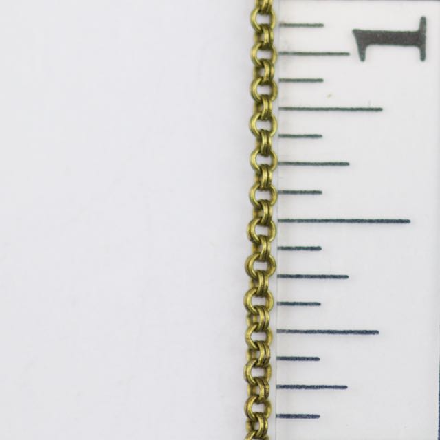 2mm Petite Double Rolo Chain - Antique Brass