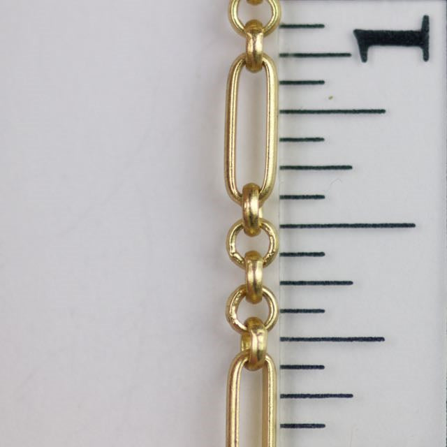 8.5mm x 3.1mm Flat Rectangle and 3mm Round Link Chain - Satin Hamilton Gold