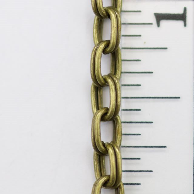 6mm x 4mm Rectangle Split Ring Chain - Antique Brass