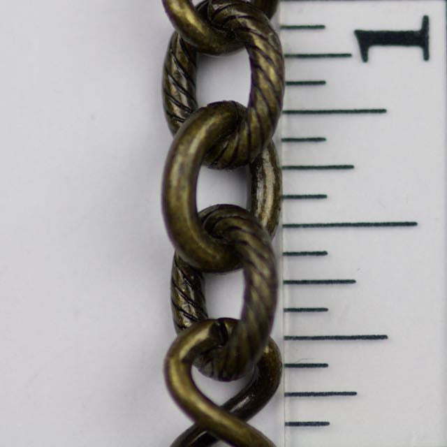 8mm x 10mm Oval and 7mm x 12.7 Twisted Link Chain - Antique Brass