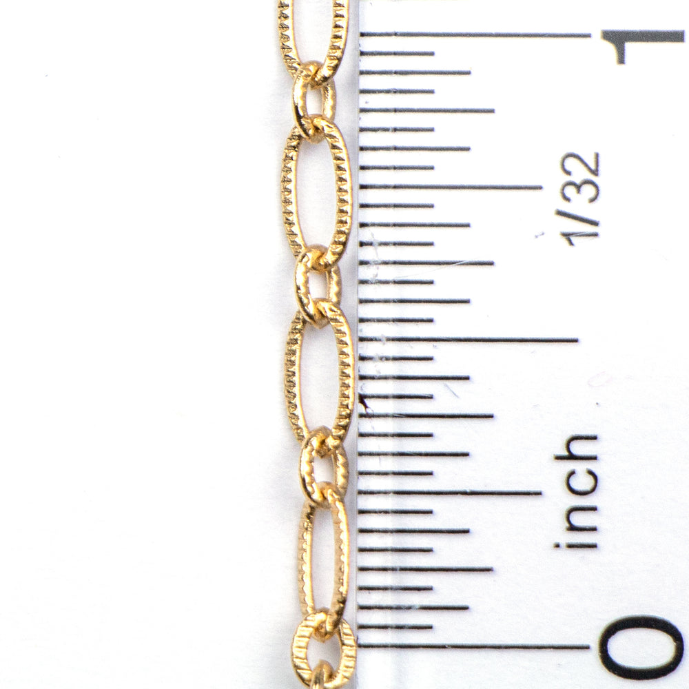 6.4mm x 3mm Textured Oval Chain - Gold