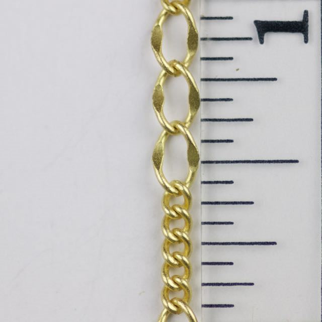 7 x 3 mm and 1.7mm Link Figaro Chain - Satin Hamilton Gold