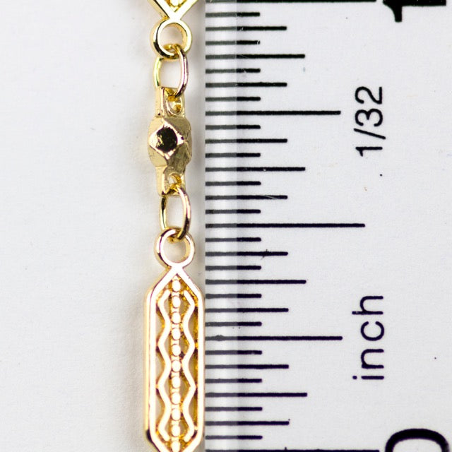 3.6mm x 15.4mm Vintage Filigree with 2mm x 6mm Faceted Bead Chain - Gold