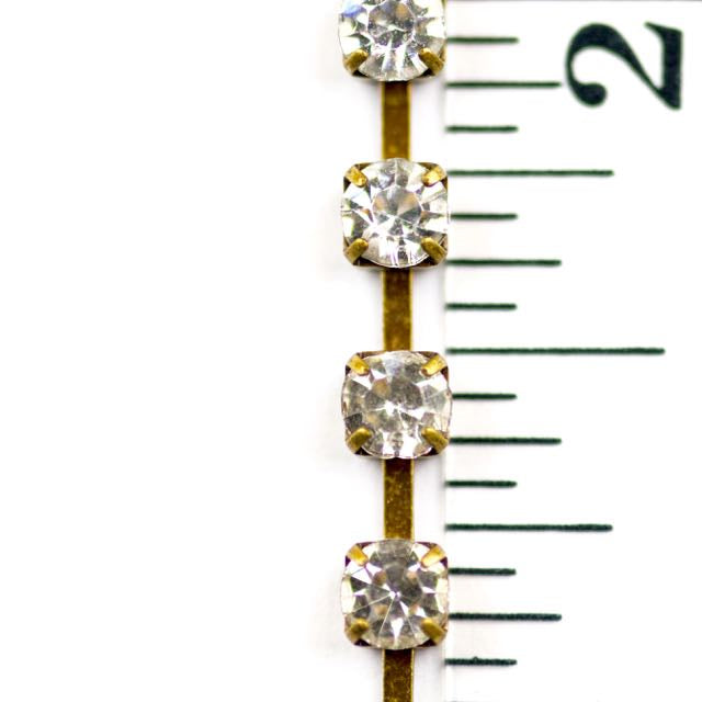 4mm Crystal Rhinestone Chain - Antique Brass
