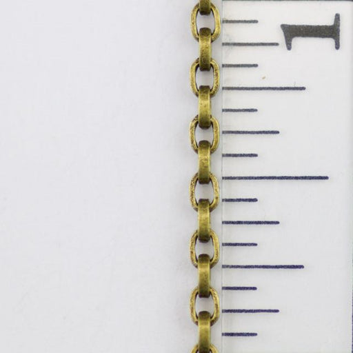 Antique Brass 3.5x2.25mm Small Flat Cable Chain sold by the foot at   Chain0077AB