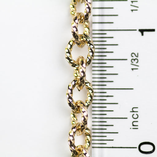 7.5mm x 6mm Twisted Link Cable Chain - Gold