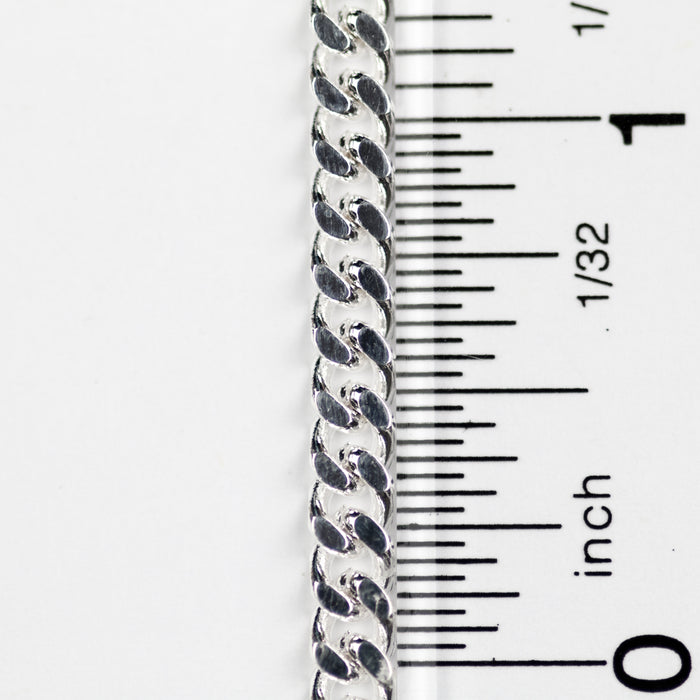 4.5mm x 4.0mm Link Flat Curb Chain - Silver