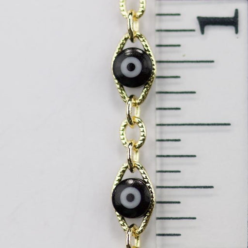 7mm x 4.5mm Link Chain w/4mm Evil Eye Bead - Grey