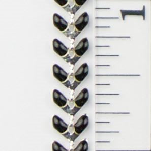 6mm x 5mm Black Epoxy Chevron Chain - Silver w/Black Epoxy