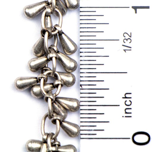 7mm Dangling Teardrop Bauble Chain - Antique Silver