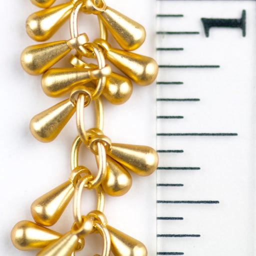 7mm Dangling Teardrop Bauble Chain - Satin Hamilton Gold