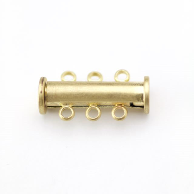 20mm x 10mm Slide Magnetic 3-Loop Clasp - Satin Hamilton Gold