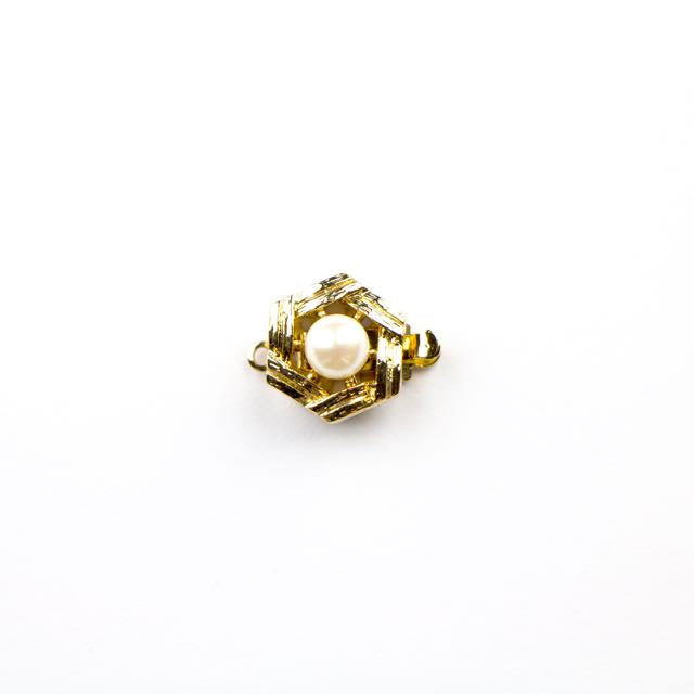 11mm 1 Strand Clasp with Pearl - Gold Plate