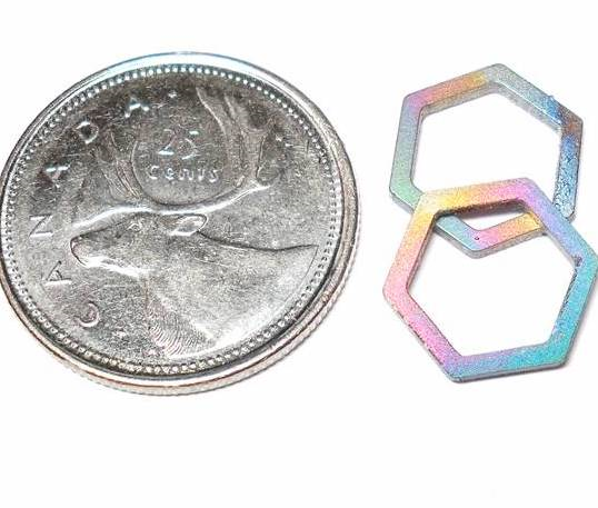 Package of 3 - Tiny Rainbow Titanium Hexagon Links