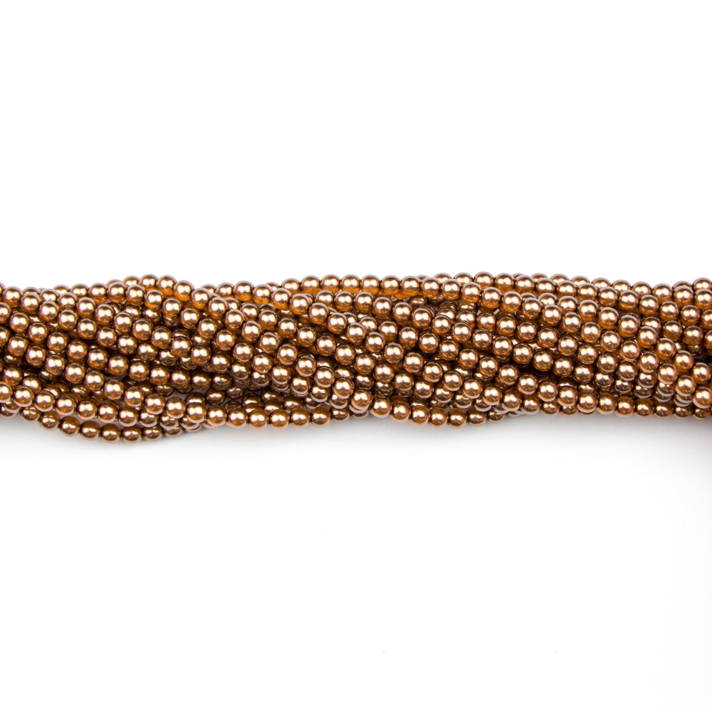 4mm Round Crystal Pearl - Bronze