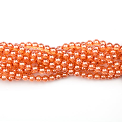 6mm Round Crystal Pearl - Coral