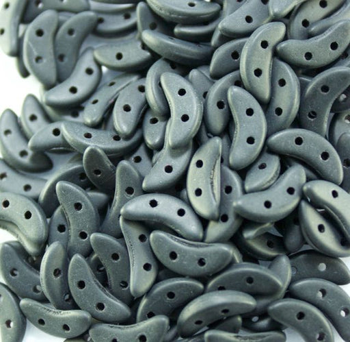 Two-Hole 3mm x 10mm CRESCENT Bead - Matte Jet