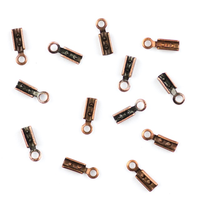 1mm Beading Chain End Tip w/Loop - Antique Copper
