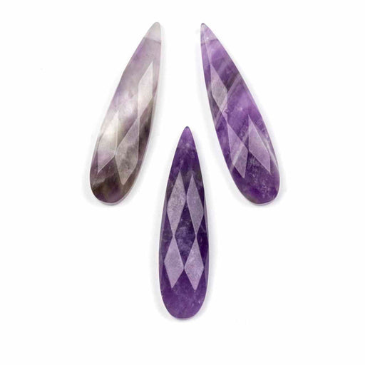 10mm x 40mm AMETHYST Faceted Teardrop (Side Drilled)
