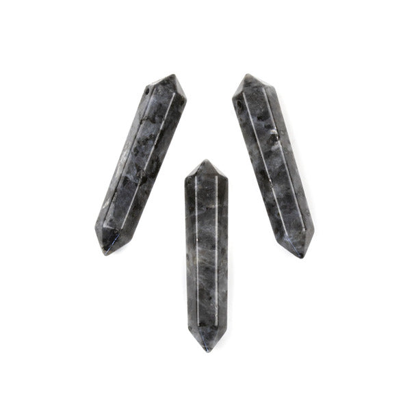 8mm x 40mm LARVIKITE Double Terminated Point (Top Drilled)