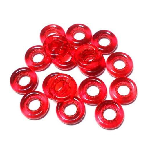 Czech  9mm OD Pressed Glass Rings - Red