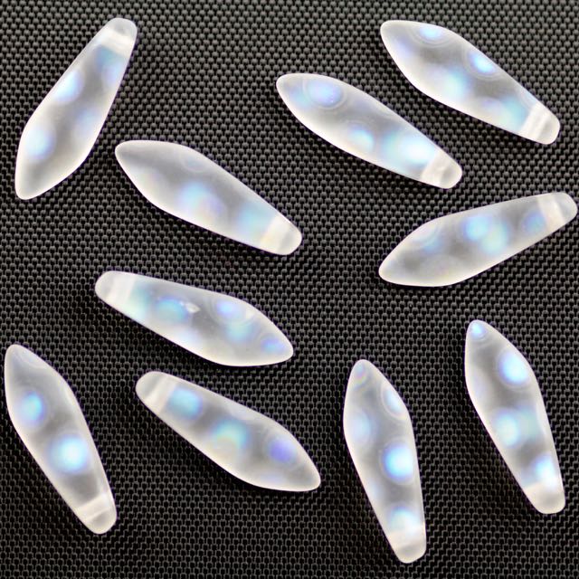 5mm x 16mm DAGGER Bead - Crystal AB Dots Matted