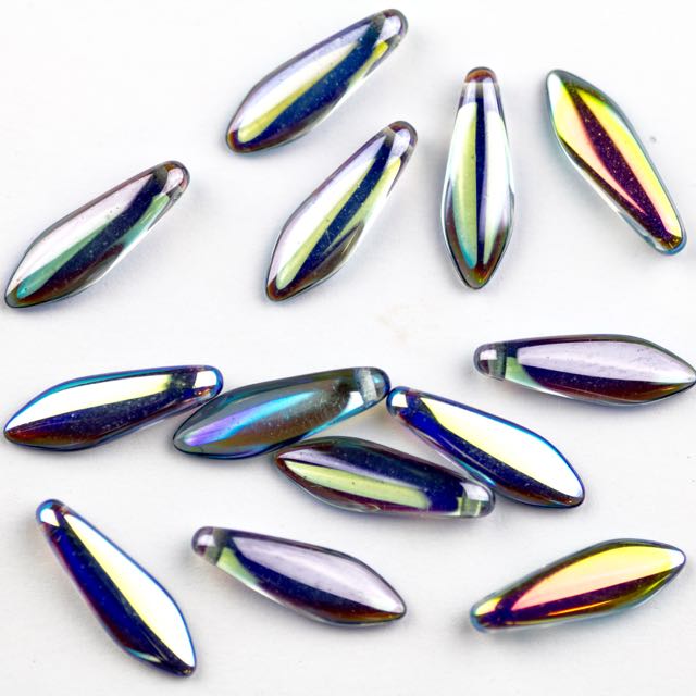 5mm x 16mm DAGGER Bead - Crystal Blue Rainbow