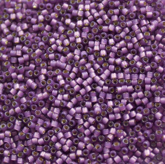 5 Grams of 11/0 Miyuki DELICA Beads - Duracoat Semi-Frosted Silverlined Dyed Lilac