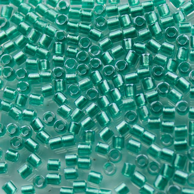 8/0 Miyuki DELICA Beads - Sparkling Aqua Green Lined Crystal