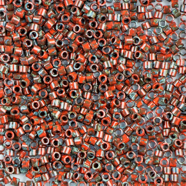 10/0 Miyuki DELICA Beads - Opaque Red Picasso